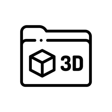 3D model simgesi. Beyaz Arkaplanda İnce Doğrusal Tasarım