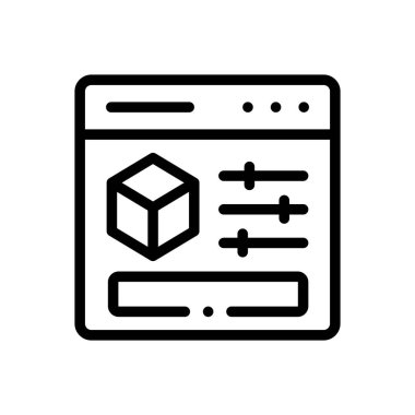 3D model simgesi. Beyaz Arkaplanda İnce Doğrusal Tasarım