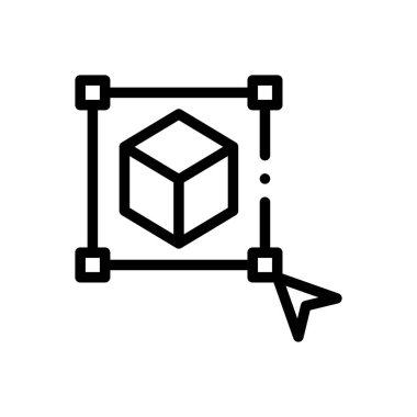 3D model simgesi. Beyaz Arkaplanda İnce Doğrusal Tasarım