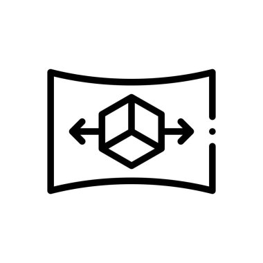 3D görüntü simgesi. Beyaz Arkaplanda İnce Doğrusal Tasarım