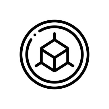 3 boyutlu küp simgesi. Beyaz Arkaplanda İnce Doğrusal Tasarım