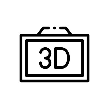 3D kamera simgesi. Beyaz Arkaplanda İnce Doğrusal Tasarım