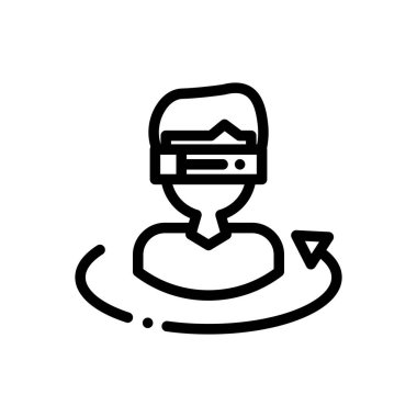 360 derece ikon. Beyaz Arkaplanda İnce Doğrusal Tasarım