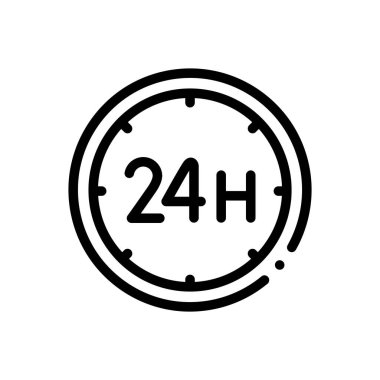 24 saat 11 ikonu. Beyaz Arkaplanda İnce Doğrusal Tasarım