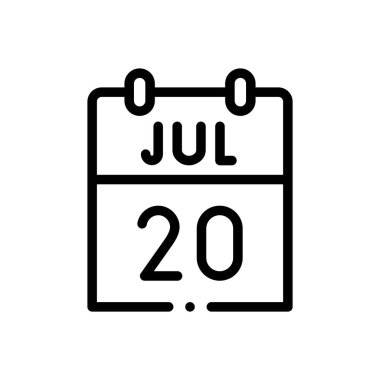 20 Temmuz ikonu. Beyaz Arkaplanda İnce Doğrusal Tasarım