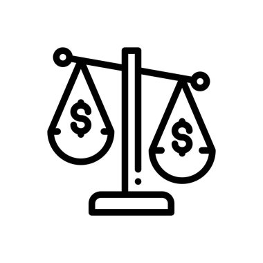 Denge simgesi. Beyaz Arkaplanda İnce Doğrusal Tasarım