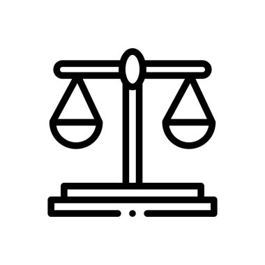 denge ölçek simgesi. Beyaz Arkaplanda İnce Doğrusal Tasarım