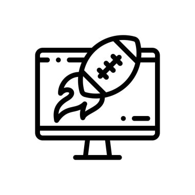 Amerikan futbol ikonu. Beyaz Arkaplanda İnce Doğrusal Tasarım