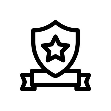 Rozet simgesi. Beyaz Arkaplanda İnce Doğrusal Tasarım