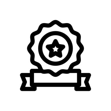 Rozet simgesi. Beyaz Arkaplanda İnce Doğrusal Tasarım