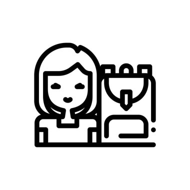 Sırt çantası simgesi. Beyaz Arkaplanda İnce Doğrusal Tasarım