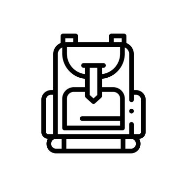 Sırt çantası simgesi. Beyaz Arkaplanda İnce Doğrusal Tasarım