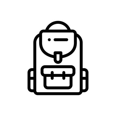 Sırt çantası simgesi. Beyaz Arkaplanda İnce Doğrusal Tasarım