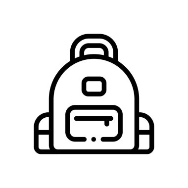 Sırt çantası simgesi. Beyaz Arkaplanda İnce Doğrusal Tasarım