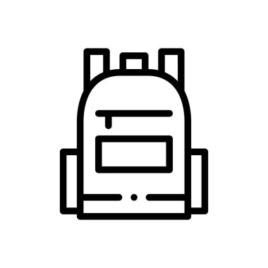 Sırt çantası simgesi. Beyaz Arkaplanda İnce Doğrusal Tasarım