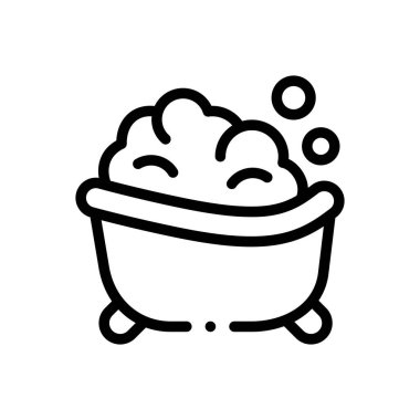 Yavru küvet ikonu. Beyaz Arkaplanda İnce Doğrusal Tasarım