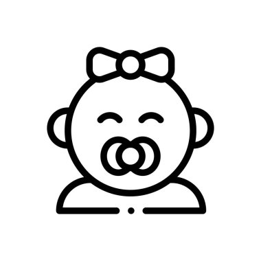 Bebek kız ikonu. Beyaz Arkaplanda İnce Doğrusal Tasarım