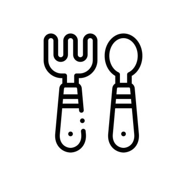 bebek çatal bıçak ikonu. Beyaz Arkaplanda İnce Doğrusal Tasarım