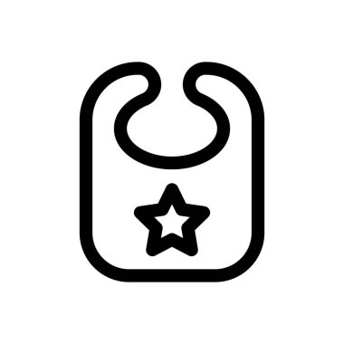 bebek önlüğü ikonu. Beyaz Arkaplanda İnce Doğrusal Tasarım