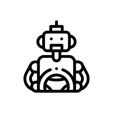 Otomatik pilot simgesi. Beyaz Arkaplanda İnce Doğrusal Tasarım