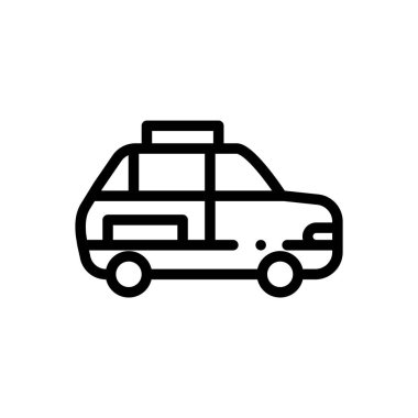 otomobil simgesi. Beyaz Arkaplanda İnce Doğrusal Tasarım