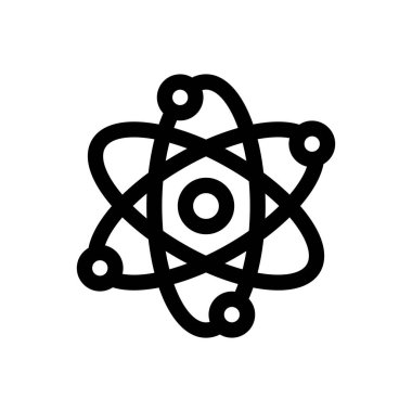 Atom simgesi. Beyaz Arkaplanda İnce Doğrusal Tasarım