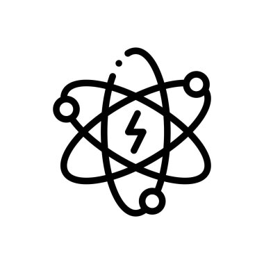 Atomik enerji ikonu. Beyaz Arkaplanda İnce Doğrusal Tasarım
