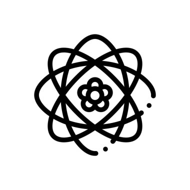 Atom simgesi. Beyaz Arkaplanda İnce Doğrusal Tasarım