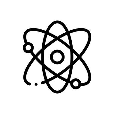 Atom simgesi. Beyaz Arkaplanda İnce Doğrusal Tasarım