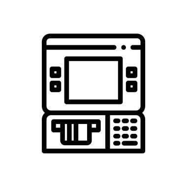 ATM simgesi. Beyaz Arkaplanda İnce Doğrusal Tasarım