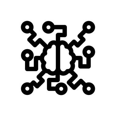 Yapay zeka ikonu. Beyaz Arkaplanda İnce Doğrusal Tasarım