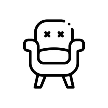 Koltuk simgesi. Beyaz Arkaplanda İnce Doğrusal Tasarım