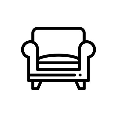 Koltuk simgesi. Beyaz Arkaplanda İnce Doğrusal Tasarım