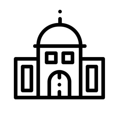 Mimari ikonu. Beyaz Arkaplanda İnce Doğrusal Tasarım