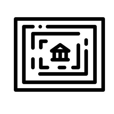 Mimari ikonu. Beyaz Arkaplanda İnce Doğrusal Tasarım