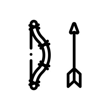 Okçuluk simgesi. Beyaz Arkaplanda İnce Doğrusal Tasarım