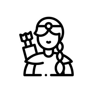 Okçu ikonu. Beyaz Arkaplanda İnce Doğrusal Tasarım