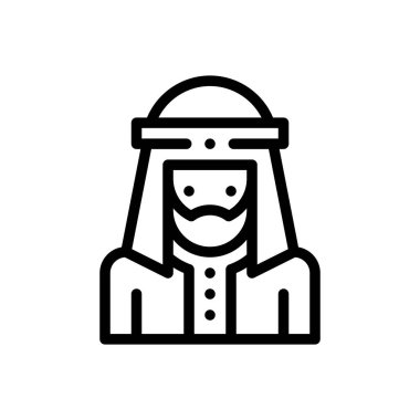 Arap adam ikonu. Beyaz Arkaplanda İnce Doğrusal Tasarım