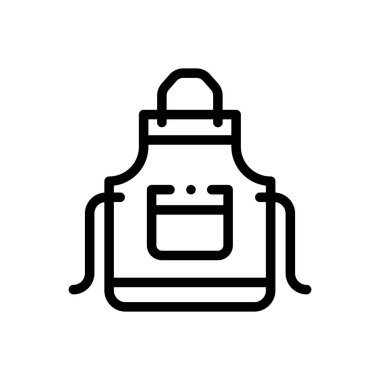 Önlük simgesi. Beyaz Arkaplanda İnce Doğrusal Tasarım