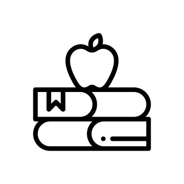 Elma ikonu. Beyaz Arkaplanda İnce Doğrusal Tasarım