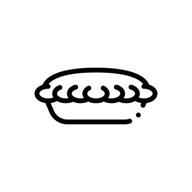 Elmalı turta ikonu. Beyaz Arkaplanda İnce Doğrusal Tasarım