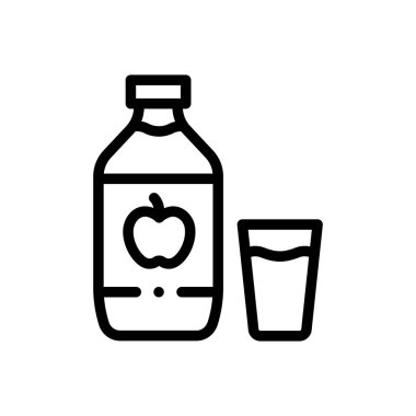 Elma sirkesi ikonu. Beyaz Arkaplanda İnce Doğrusal Tasarım