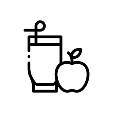 Elma suyu ikonu. Beyaz Arkaplanda İnce Doğrusal Tasarım