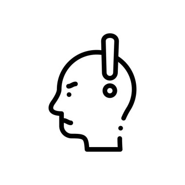 Kaygı simgesi. Beyaz Arkaplanda İnce Doğrusal Tasarım