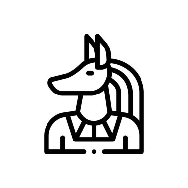 Anubis simgesi. Beyaz Arkaplanda İnce Doğrusal Tasarım