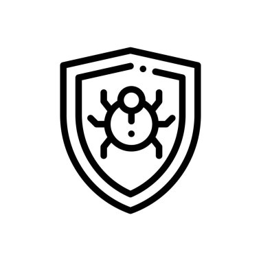 Antivirüs ikonu. Beyaz Arkaplanda İnce Doğrusal Tasarım