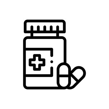 Antibiyotik ikonu. Beyaz Arkaplanda İnce Doğrusal Tasarım