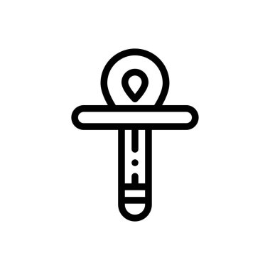 Ankh simgesi. Beyaz Arkaplanda İnce Doğrusal Tasarım