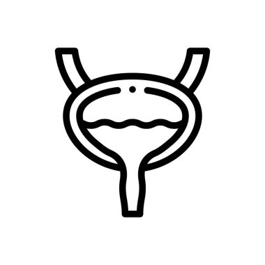 İdrar torbası ikonu. Beyaz Arkaplanda İnce Doğrusal Tasarım