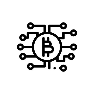 Bitcoin simgesi. Beyaz Arkaplanda İnce Doğrusal Tasarım